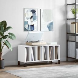 Berkfield Home Record Cabinet White 100x38x48 cm Engineered Wood - Size: 100 x 38 x 48 cm