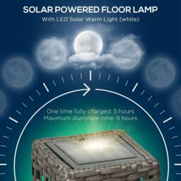 OUTSUNNY Outdoor Rattan Solar Lantern wtih Auto On/Off Solar Powered LED Lights in Grey - thumbnail 6