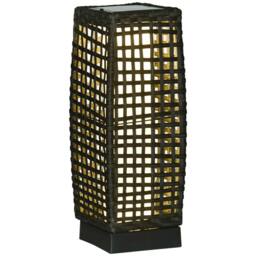 OUTSUNNY Outdoor Rattan Solar Lantern wtih Auto On/Off Solar Powered LED Lights in Grey - thumbnail 2