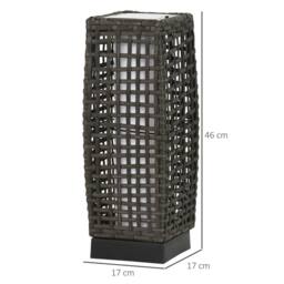 OUTSUNNY Outdoor Rattan Solar Lantern wtih Auto On/Off Solar Powered LED Lights in Grey - thumbnail 3