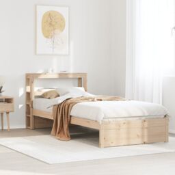 Berkfield Home Bed Frame with Headboard without Mattress 75x190 cm Small Single in Brown - thumbnail 1