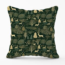 Warren Reed - Designer Green Christmas Woodlands Outdoor Cushion - Size: 60 cm x 60 cm - thumbnail 1
