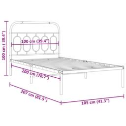 Berkfield Home Metal Bed Frame without Mattress with Headboard White 100x200cm - Size: 100x200 cm - thumbnail 8