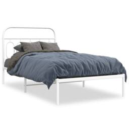 Berkfield Home Metal Bed Frame without Mattress with Headboard White 100x200cm - Size: 100x200 cm - thumbnail 3