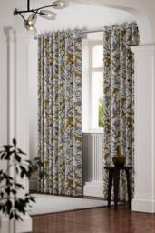 Ted Baker 'Vietnm' Cotton Lined Curtains in Gold - Size: 168 cm width x 229 cm drop - thumbnail 5