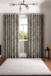 Ted Baker 'Vietnm' Cotton Lined Curtains in Gold - Size: 168 cm width x 229 cm drop - thumbnail 4