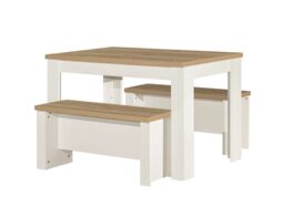 Birlea Dining Table & Bench Set Highgate 2 Kitchen Traditional in Cream - thumbnail 2