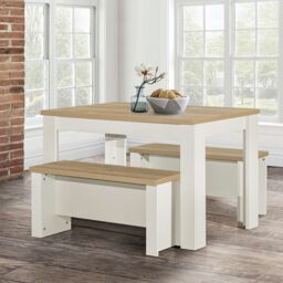 Birlea Dining Table & Bench Set Highgate 2 Kitchen Traditional in Cream