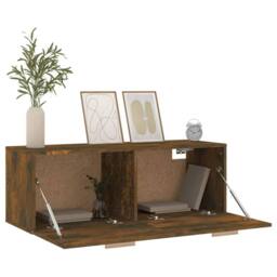 Berkfield Home Wall Cabinet Smoked Oak 100x36.5x35 cm Engineered Wood in Brown - thumbnail 4