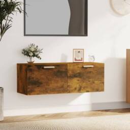 Berkfield Home Wall Cabinet Smoked Oak 100x36.5x35 cm Engineered Wood in Brown - thumbnail 1
