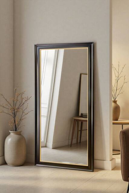 Yearn Mirrors Georgian Full Length Black Gold Bevelled Mirror