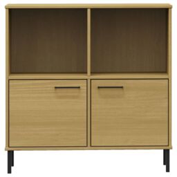 Berkfield Home Bookcase with Metal Legs Brown 90x35x90.5 cm Solid Wood OSLO - thumbnail 4