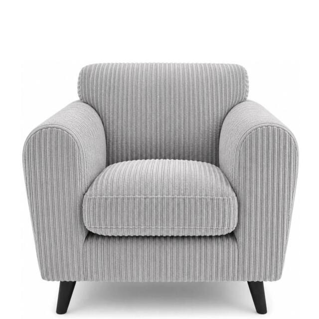 SOFASELECTION UK Harlow Jumbo Cord Cuddle Chair, Modern Tailored Wide Armchair in Silver - Size: 1 Pack - image 1