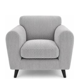 SOFASELECTION UK Harlow Jumbo Cord Cuddle Chair, Modern Tailored Wide Armchair in Silver - Size: 1 Pack - thumbnail 1