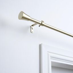 OHS Curtain Pole Extendable 16mm Metal Finnials Trumpet End Rings Rod Fittings in Natural - Size: 120 cm