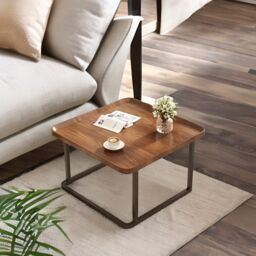 Pirlo Plush 2PC Nesting Tables Industrial Wood Grain Living Room Furniture in Brown - thumbnail 3