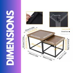 Pirlo Plush 2PC Nesting Tables Industrial Wood Grain Living Room Furniture in Brown - thumbnail 6