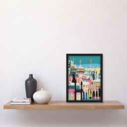 Artery8 Brighton Royal Pavilion Multicoloured Architecture Artwork Framed Wall Art Print A4 in Black - thumbnail 2