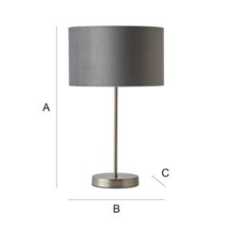ValueLights Charlie Chrome Stem Table Lamp with Grey Velvet with Chrome Inner Shade & Bulb - thumbnail 8