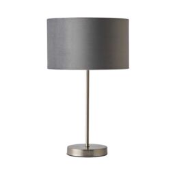 ValueLights Charlie Chrome Stem Table Lamp with Grey Velvet with Chrome Inner Shade & Bulb - thumbnail 7