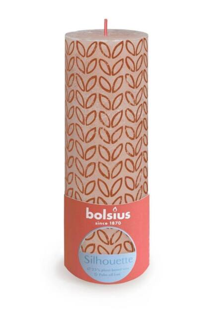 KDMD Misty Pink Bolsius Rustic Silhouette Pillar Candle 190 x 68mm in Pale Pink - image 1