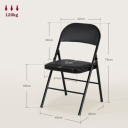 HOMCOM 4 Pack Linen-Look Padded Folding Chairs with Cushioned Seat Black - thumbnail 3