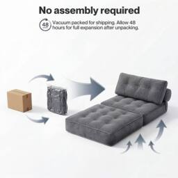 Nordara Grey Levede 3-IN-1 Convertible Sofa Bed Portable Lightweight Foldable - thumbnail 3