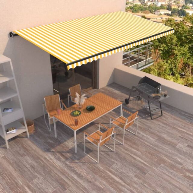 Berkfield Home Manual Retractable Awning 600x350 cm Yellow & White - image 1