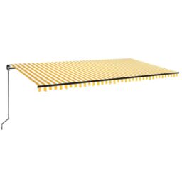 Berkfield Home Manual Retractable Awning 600x350 cm Yellow & White - thumbnail 2