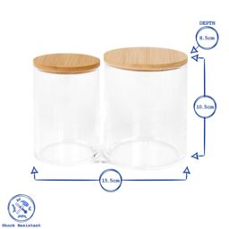 Harbour Housewares Reusable Plastic Twin Bathroom Canisters with Bamboo Lid - Pack of 3 in Clear - thumbnail 3