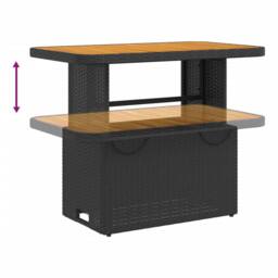 Berkfield Home Garden Table Black 90x55x71 cm Poly Rattan & Acacia Wood - Size: 90 x 55 x 71 cm - thumbnail 4