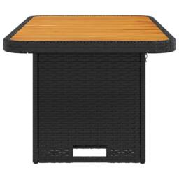 Berkfield Home Garden Table Black 90x55x71 cm Poly Rattan & Acacia Wood - Size: 90 x 55 x 71 cm - thumbnail 6