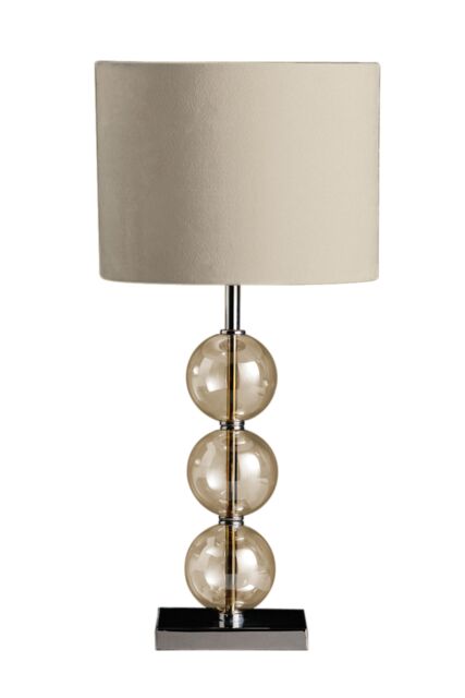 Orsina Black Suede Effect Shade Table Lamp, Chrome Base with Glass Orb Detail, 40W E14 Bulb Compatible, Ideal for in Cream - image 1