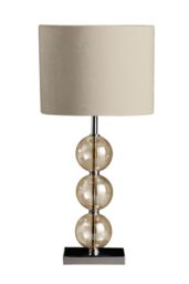 Orsina Black Suede Effect Shade Table Lamp, Chrome Base with Glass Orb Detail, 40W E14 Bulb Compatible, Ideal for in Cream