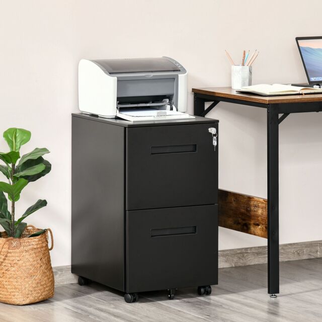 VINSETTO Mobile File Cabinet Home Filing Furniture with Adjustable Partition, Lock in Black - image 1