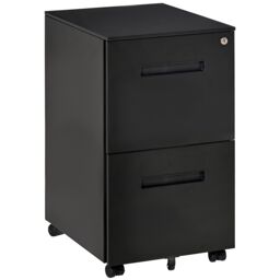 VINSETTO Mobile File Cabinet Home Filing Furniture with Adjustable Partition, Lock in Black - thumbnail 2