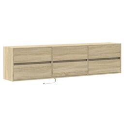 Berkfield Home TV Wall Cabinet with LED Sonoma Oak 180x31x45 cm in Brown - Size: 180 x 31 x 45 cm - thumbnail 3