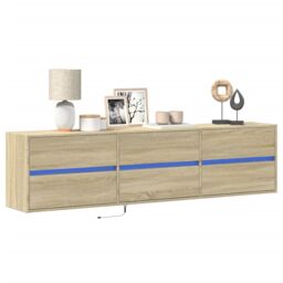 Berkfield Home TV Wall Cabinet with LED Sonoma Oak 180x31x45 cm in Brown - Size: 180 x 31 x 45 cm - thumbnail 1