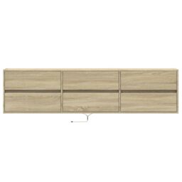 Berkfield Home TV Wall Cabinet with LED Sonoma Oak 180x31x45 cm in Brown - Size: 180 x 31 x 45 cm - thumbnail 6