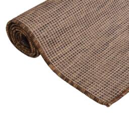 Berkfield Home Outdoor Flatweave Rug 120x170 cm Brown - Size: 100 cm diameter - thumbnail 3