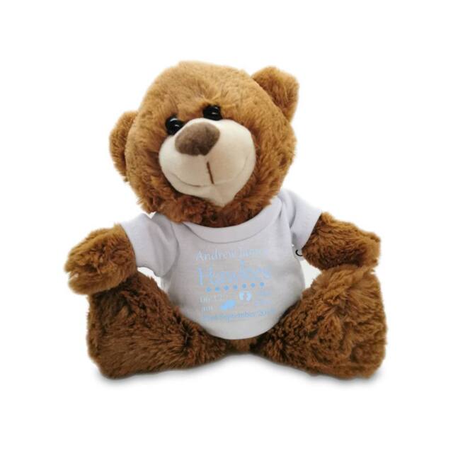 Uniqueful Personalised Teddy Bear Toy T-Shirt Newborn Baby Design Blue in Brown - image 1
