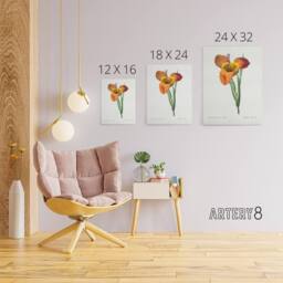 "Artery8 Tiger Flower Botanical Redoute Vintage Canvas Wall Art in White - Size: W18"" x H24""" - thumbnail 4