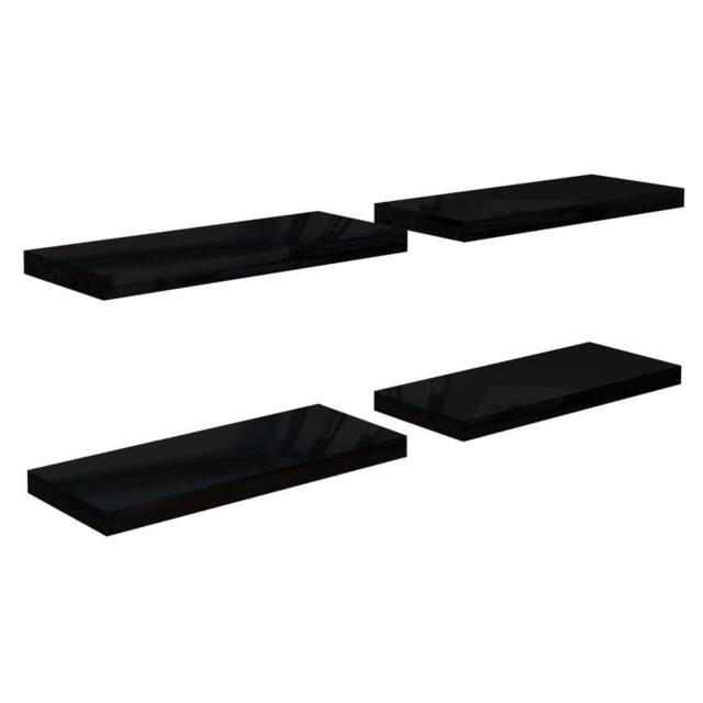 Berkfield Home Floating Wall Shelves 4 pcs High Gloss Black 60x23.5x3.8 cm MDF - image 1