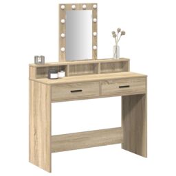 Berkfield Home Dressing Table with LED Lights¬†Sonoma Oak 100x41x140 cm in Brown - Size: 100 x 41 x 140 cm - thumbnail 3