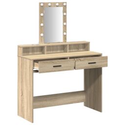 Berkfield Home Dressing Table with LED Lights¬†Sonoma Oak 100x41x140 cm in Brown - Size: 100 x 41 x 140 cm - thumbnail 4