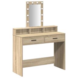 Berkfield Home Dressing Table with LED Lights¬†Sonoma Oak 100x41x140 cm in Brown - Size: 100 x 41 x 140 cm - thumbnail 2
