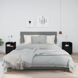 Berkfield Home Bedside Cabinets 2 pcs Black 40x34x55 cm Solid Wood Pine - Size: 40 x 34 x 55 cm - thumbnail 1