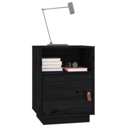 Berkfield Home Bedside Cabinets 2 pcs Black 40x34x55 cm Solid Wood Pine - Size: 40 x 34 x 55 cm - thumbnail 4