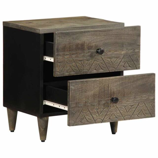 Berkfield Home Beautiful Bedside Cabinets 2 pcs Light Grey 40x33x46 cm Solid Woo - Size: 40 x 33 x 46 cm - image 1
