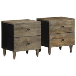 Berkfield Home Beautiful Bedside Cabinets 2 pcs Light Grey 40x33x46 cm Solid Woo - Size: 40 x 33 x 46 cm - thumbnail 2